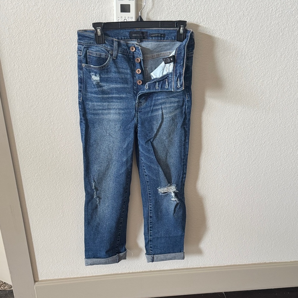 Kendall & Kylie Dark Blue Cropped Jeans